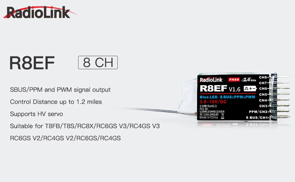 Receiver Sbus 8Ch - Radiolink R8EF Ontvanger 2.4G 8 Kanaals